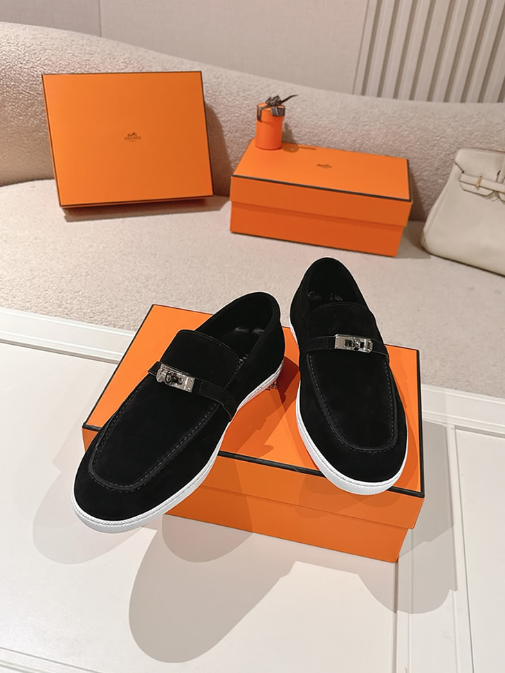 エルメス デスタン スエード カーフスキン モカシン ノワール shoes203 - 画像 (4)