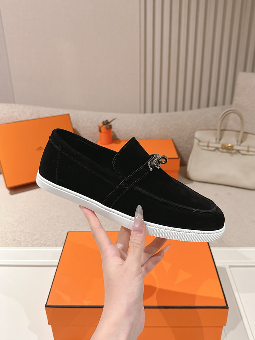 エルメス デスタン スエード カーフスキン モカシン ノワール shoes203 - 画像 (5)