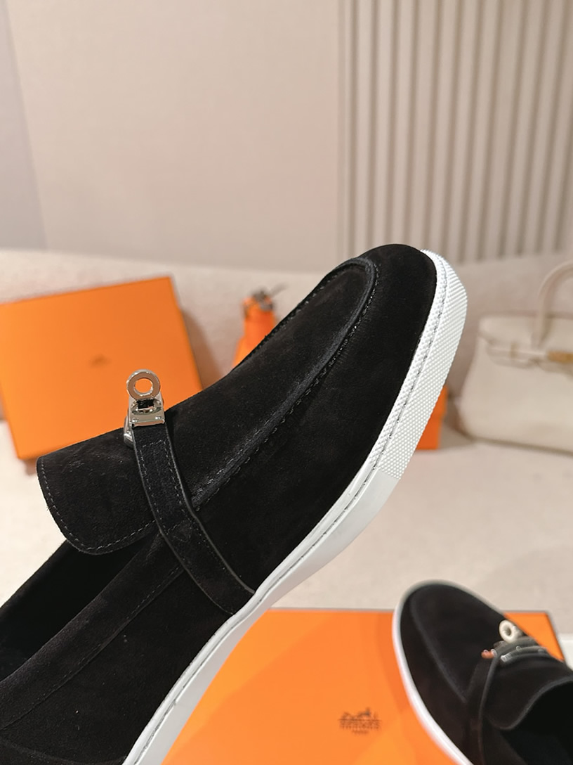 エルメス デスタン スエード カーフスキン モカシン ノワール shoes203 - 画像 (7)