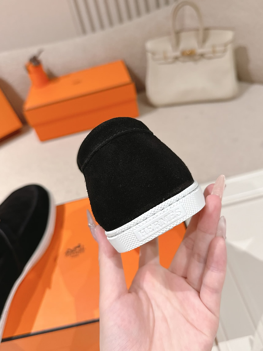 エルメス デスタン スエード カーフスキン モカシン ノワール shoes203 - 画像 (8)