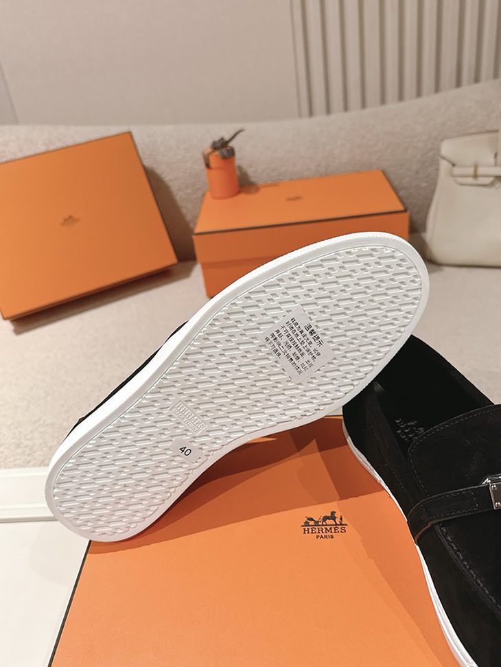エルメス デスタン スエード カーフスキン モカシン ノワール shoes203 - 画像 (9)