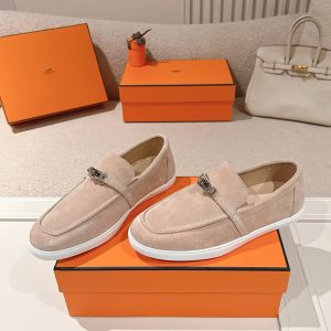 エルメス デスタン スエード カーフスキン モカシン ベージュ shoes204