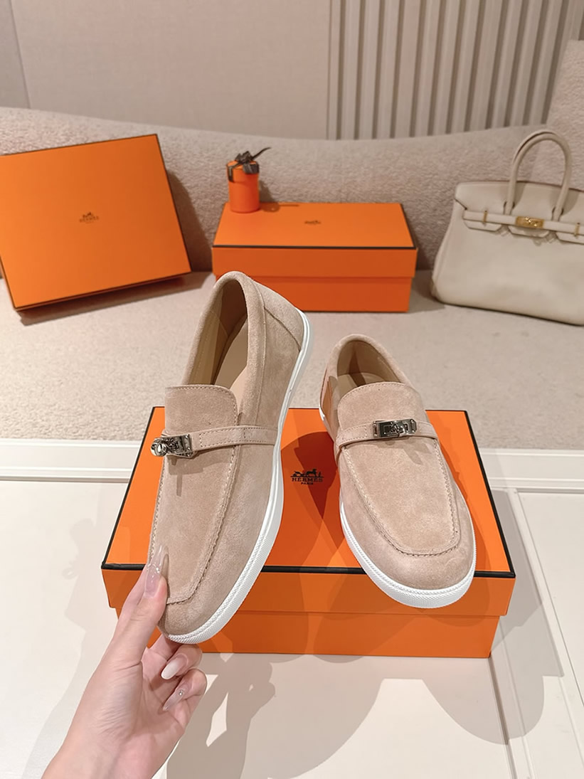 エルメス デスタン スエード カーフスキン モカシン ベージュ shoes204 - 画像 (3)