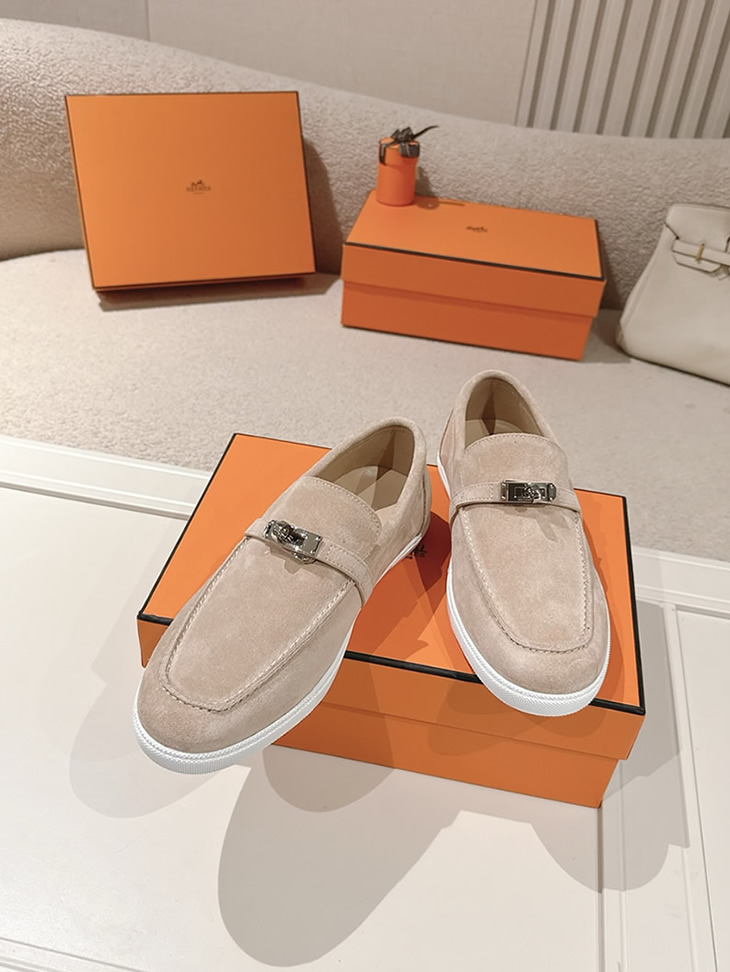 エルメス デスタン スエード カーフスキン モカシン ベージュ shoes204 - 画像 (4)