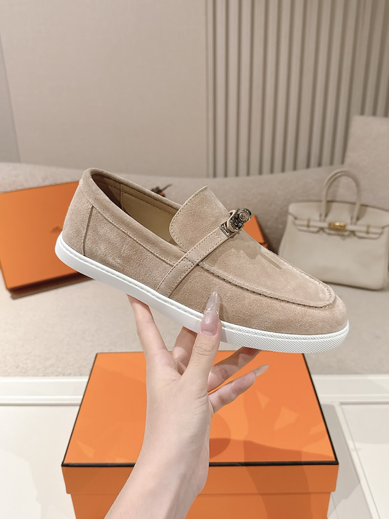 エルメス デスタン スエード カーフスキン モカシン ベージュ shoes204 - 画像 (5)