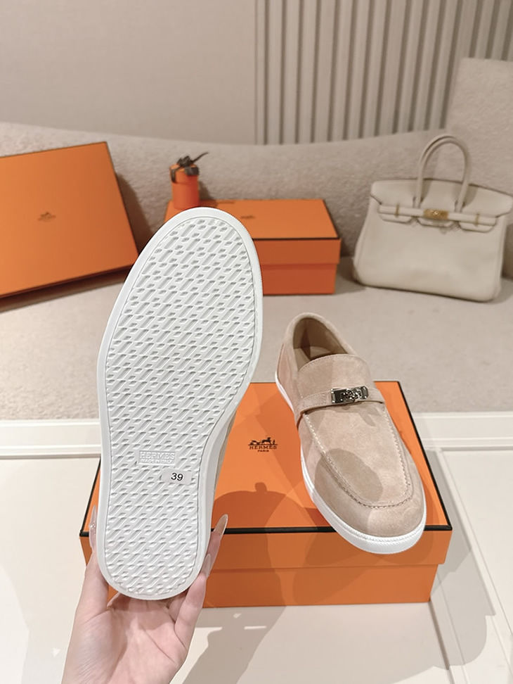 エルメス デスタン スエード カーフスキン モカシン ベージュ shoes204 - 画像 (9)