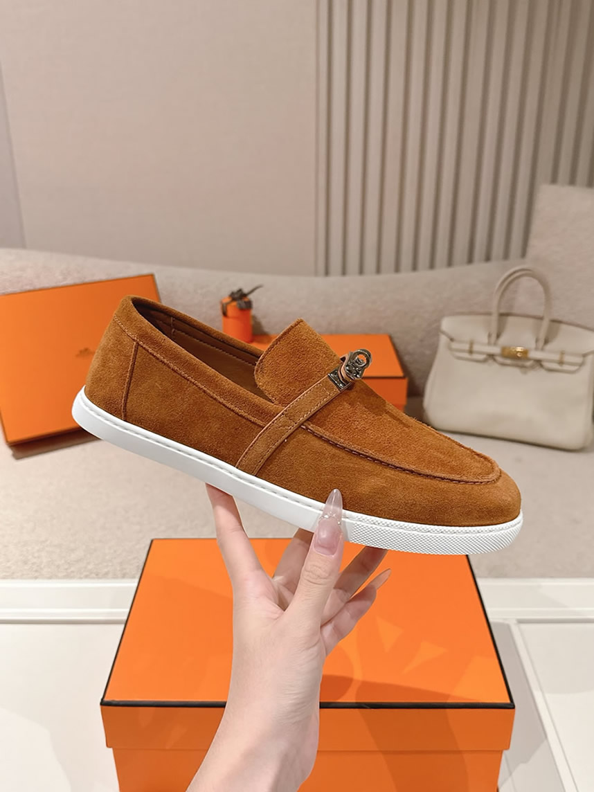 エルメス デスタン スエード カーフスキン モカシン アンバー shoes206 - 画像 (5)