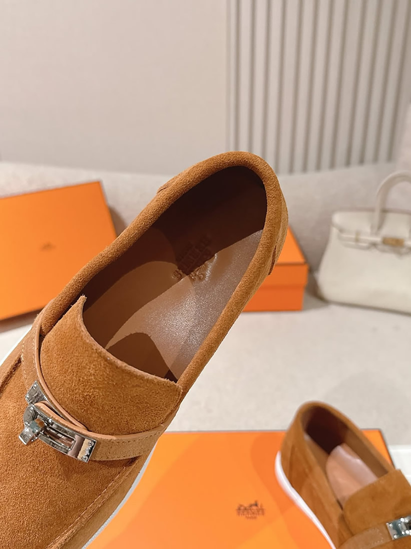 エルメス デスタン スエード カーフスキン モカシン アンバー shoes206 - 画像 (6)