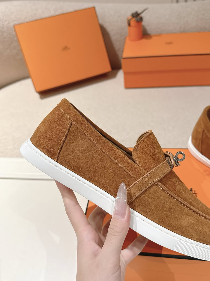 エルメス デスタン スエード カーフスキン モカシン アンバー shoes206 - 画像 (7)