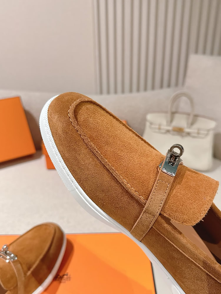 エルメス デスタン スエード カーフスキン モカシン アンバー shoes206 - 画像 (8)