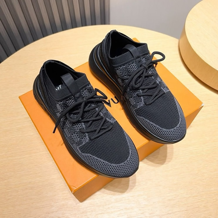 ルイ・ヴィトン ラン 55 テクニカル ニット スニーカー ノワール shoes207 - 画像 (2)