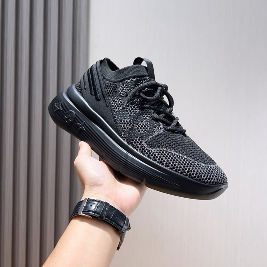 ルイ・ヴィトン ラン 55 テクニカル ニット スニーカー ノワール shoes207 - 画像 (3)