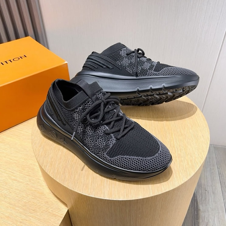 ルイ・ヴィトン ラン 55 テクニカル ニット スニーカー ノワール shoes207 - 画像 (4)