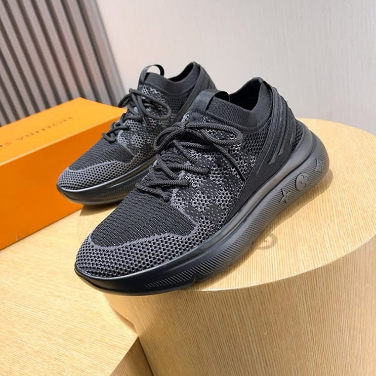 ルイ・ヴィトン ラン 55 テクニカル ニット スニーカー ノワール shoes207 - 画像 (7)