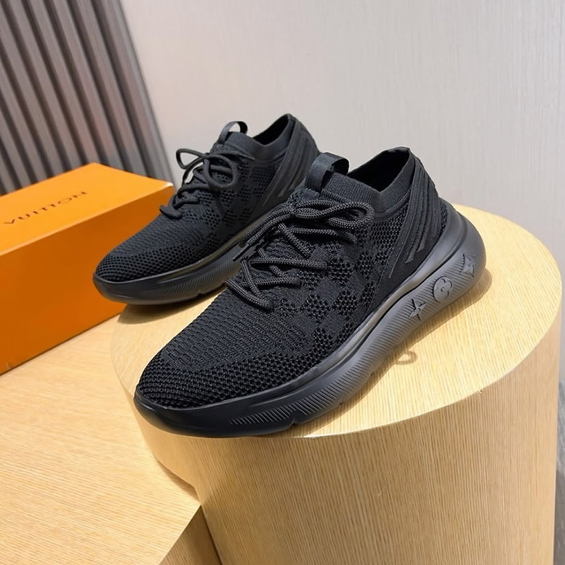 ルイ・ヴィトン ラン 55 テクニカル ニット スニーカー ノワール shoes209 - 画像 (7)