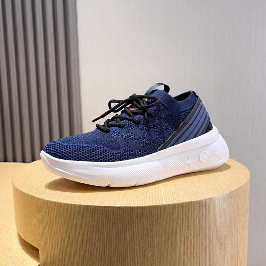 ルイ・ヴィトン ラン 55 テクニカル ニット スニーカー マリーヌ ブラン shoes211