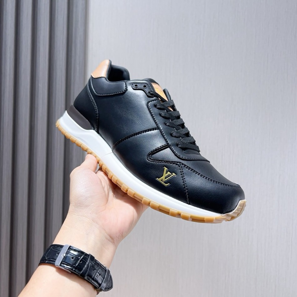 ルイ・ヴィトン ラン 55 ライン スニーカー カーフレザー ノワール shoes214 - 画像 (3)