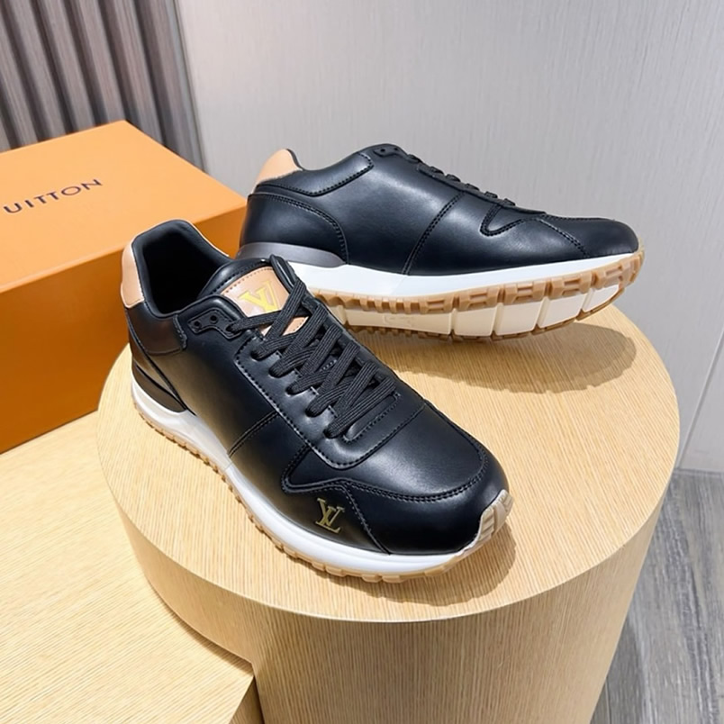 ルイ・ヴィトン ラン 55 ライン スニーカー カーフレザー ノワール shoes214 - 画像 (4)