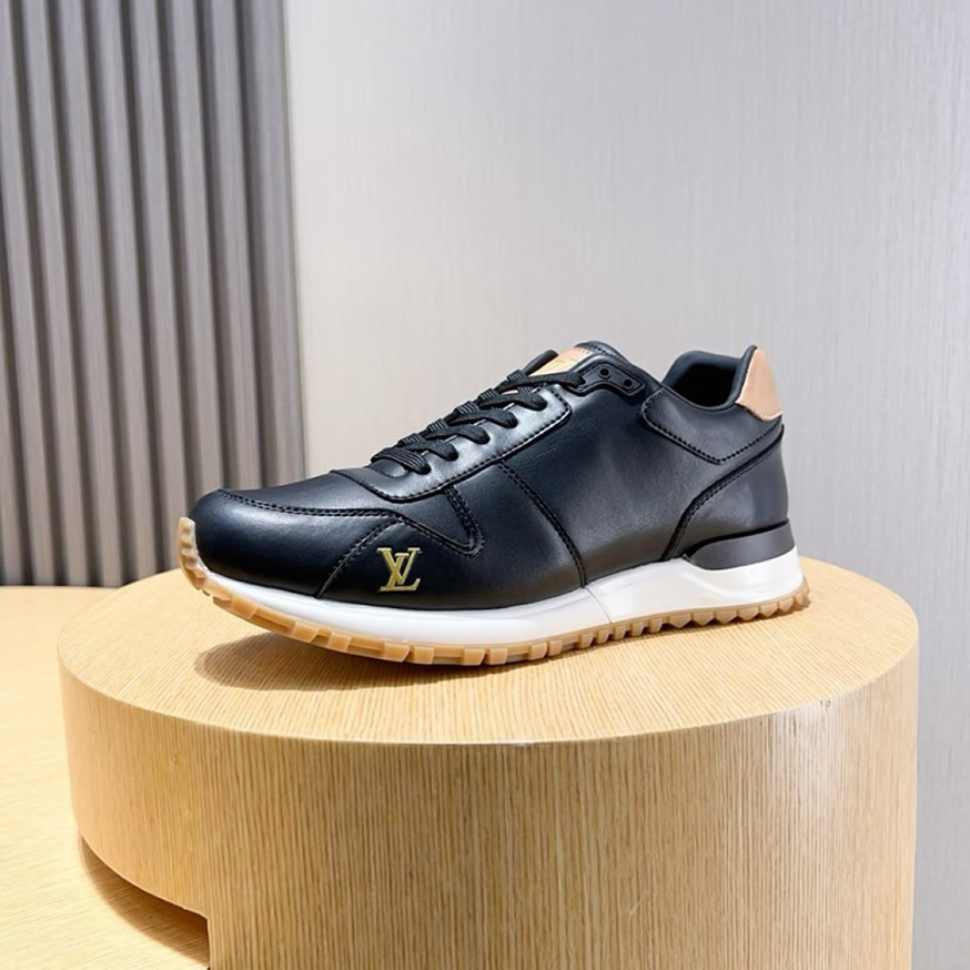 ルイ・ヴィトン ラン 55 ライン スニーカー カーフレザー ノワール shoes214 - 画像 (6)