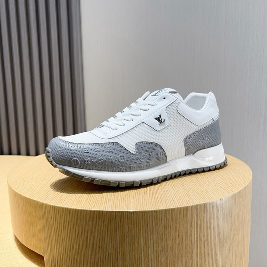 ルイ・ヴィトン ラン 55 ライン スニーカー メッシュ ブラン グリ shoes219 - 画像 (6)