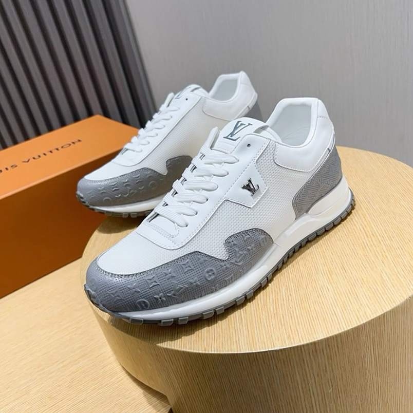 ルイ・ヴィトン ラン 55 ライン スニーカー メッシュ ブラン グリ shoes219