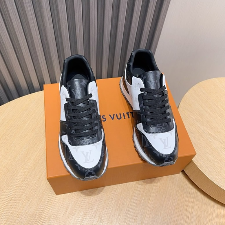 ルイ・ヴィトン ラン 55 ライン スニーカー モノグラム ノワール ブラン shoes235 - 画像 (2)
