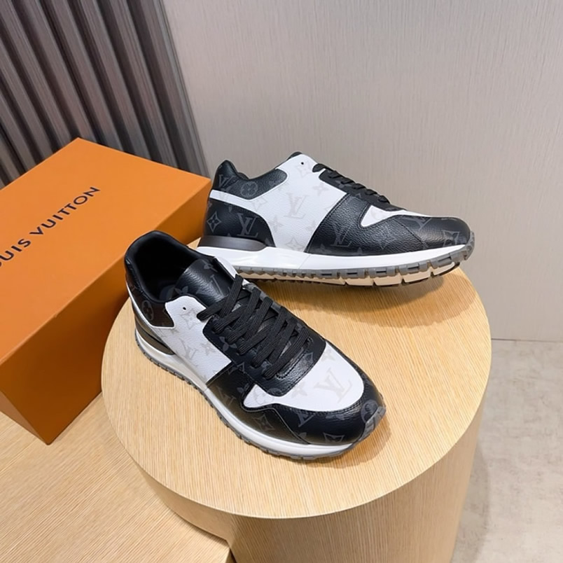ルイ・ヴィトン ラン 55 ライン スニーカー モノグラム ノワール ブラン shoes235 - 画像 (4)