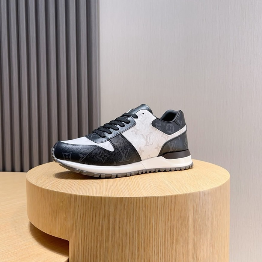 ルイ・ヴィトン ラン 55 ライン スニーカー モノグラム ノワール ブラン shoes235 - 画像 (7)