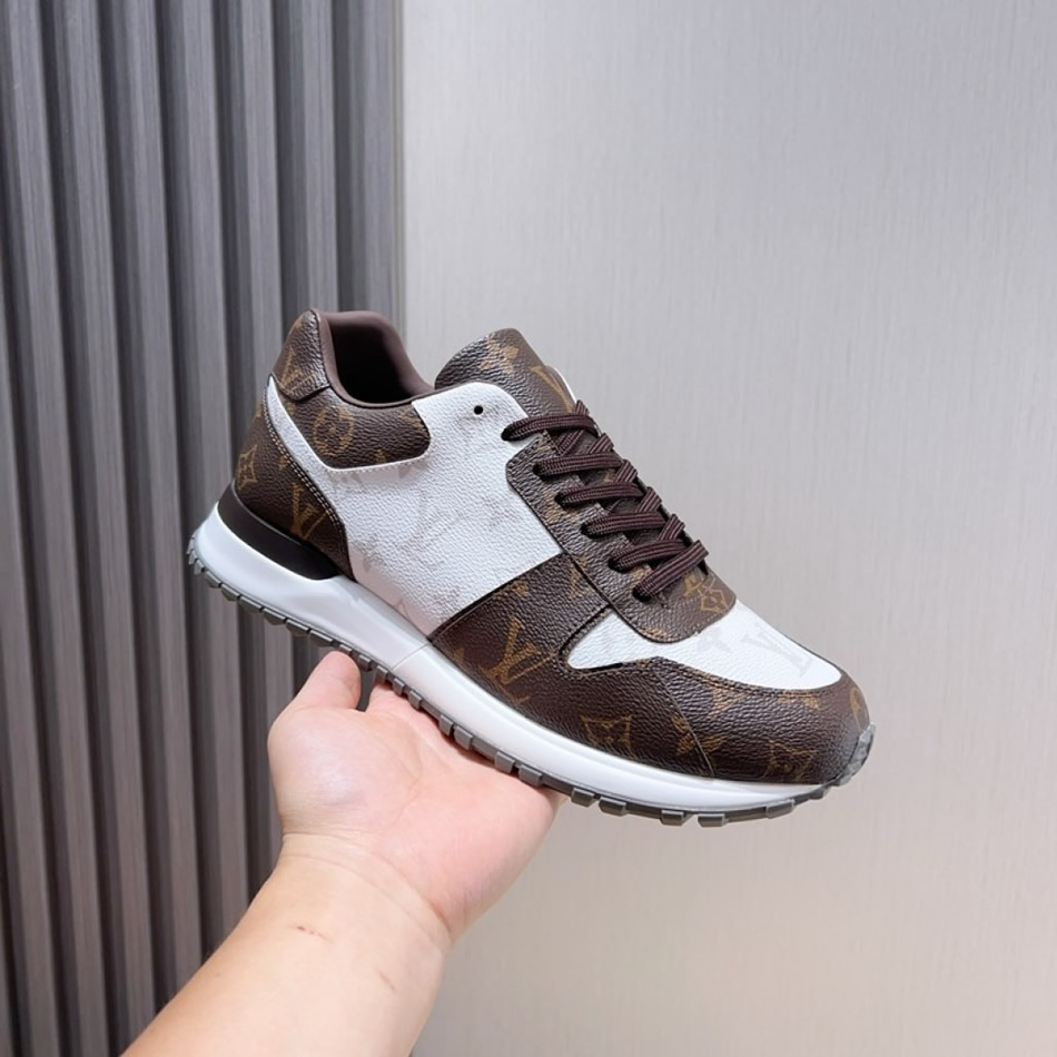 ルイ・ヴィトン ラン 55 ライン スニーカー モノグラム マロン ブラン shoes236 - 画像 (3)