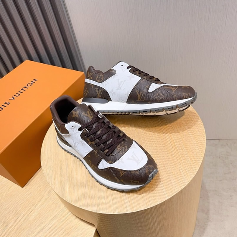 ルイ・ヴィトン ラン 55 ライン スニーカー モノグラム マロン ブラン shoes236 - 画像 (4)