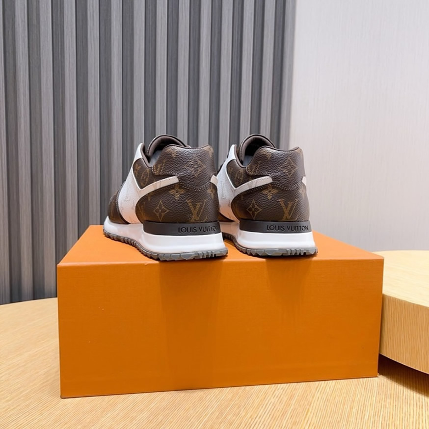 ルイ・ヴィトン ラン 55 ライン スニーカー モノグラム マロン ブラン shoes236 - 画像 (5)