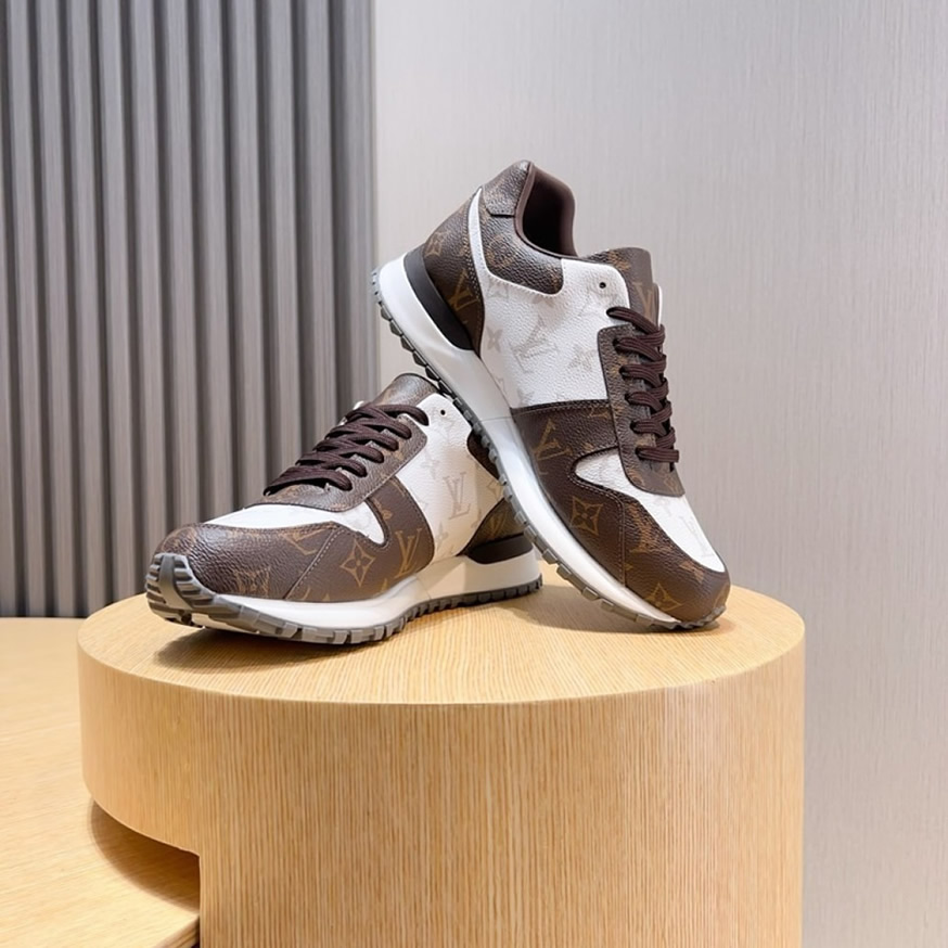 ルイ・ヴィトン ラン 55 ライン スニーカー モノグラム マロン ブラン shoes236 - 画像 (6)