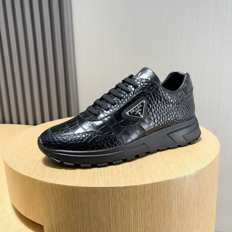 プラダ クロコダイル エンボス レザー スニーカー ノワール shoes242 - 画像 (6)