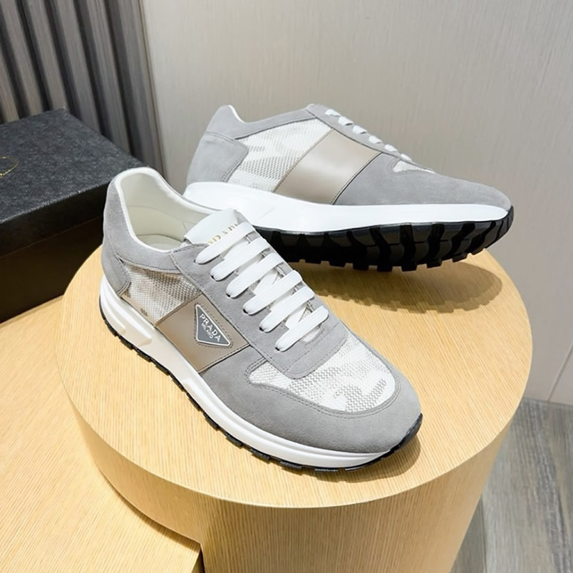 プラダ スエード レザー テクニカル ファブリック スニーカー グリ shoes243 - 画像 (4)