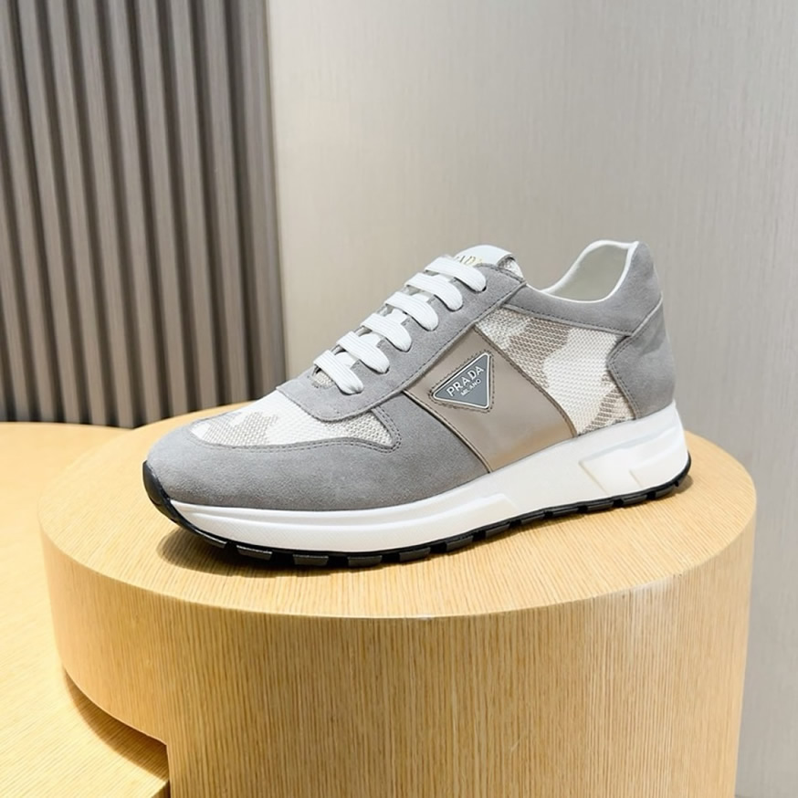プラダ スエード レザー テクニカル ファブリック スニーカー グリ shoes243 - 画像 (6)