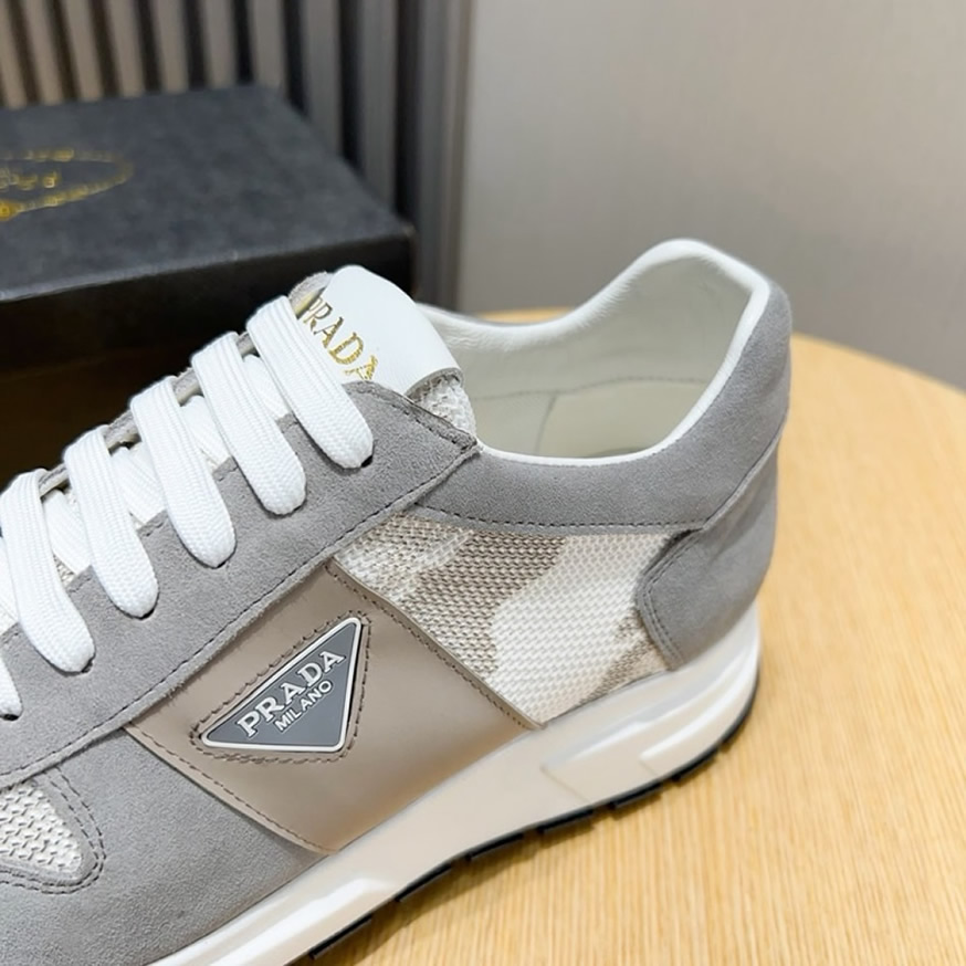 プラダ スエード レザー テクニカル ファブリック スニーカー グリ shoes243 - 画像 (7)