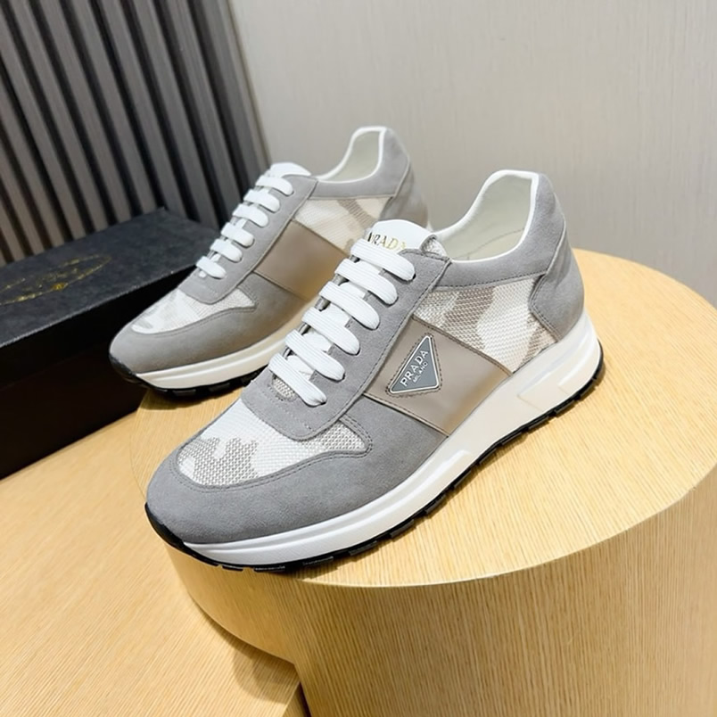 プラダ スエード レザー テクニカル ファブリック スニーカー グリ shoes243 - 画像 (8)