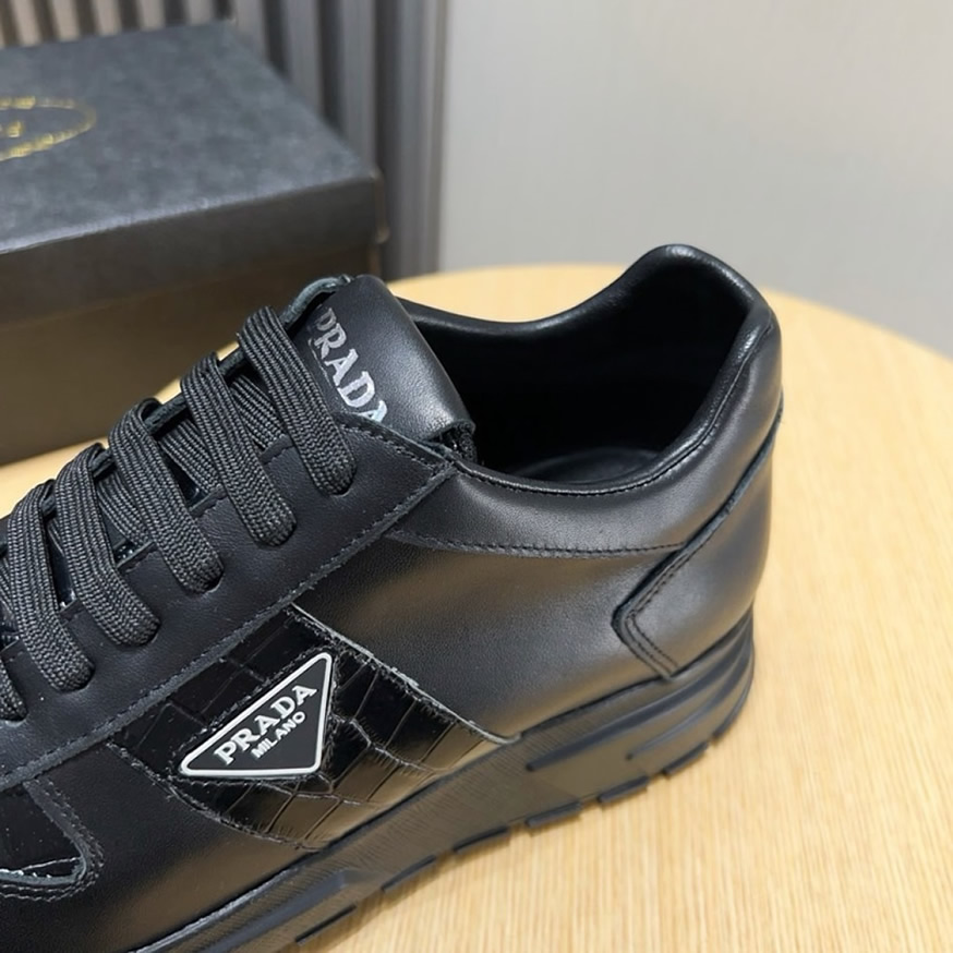 プラダ カーフレザー クロコダイル エンボス スニーカー ノワール shoes244 - 画像 (5)