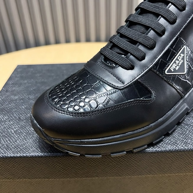 プラダ カーフレザー クロコダイル エンボス スニーカー ノワール shoes244 - 画像 (9)