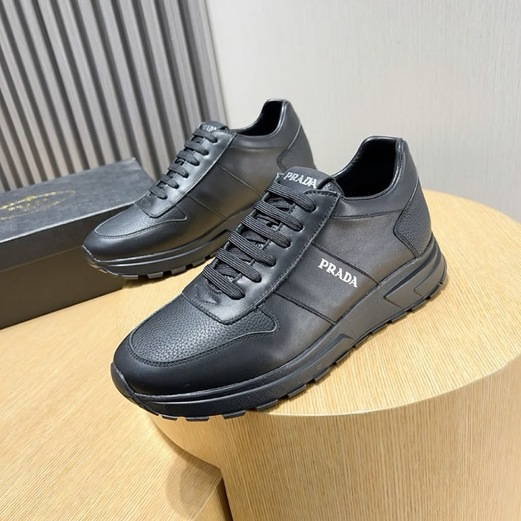 プラダ フルグレイン レザー スニーカー ノワール プリントロゴ shoes245 - 画像 (8)