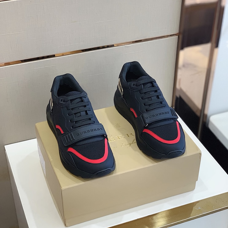 バーバリー テクニカル メッシュ＆ヌバック スニーカー ノワール ルージュ shoes254