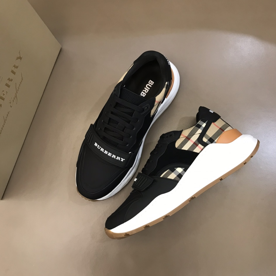 バーバリー ヴィンテージチェック&ヌバック スニーカー ノワール shoes260 - 画像 (3)
