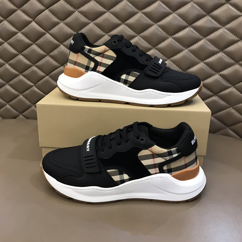 バーバリー ヴィンテージチェック＆ヌバック スニーカー ノワール shoes260