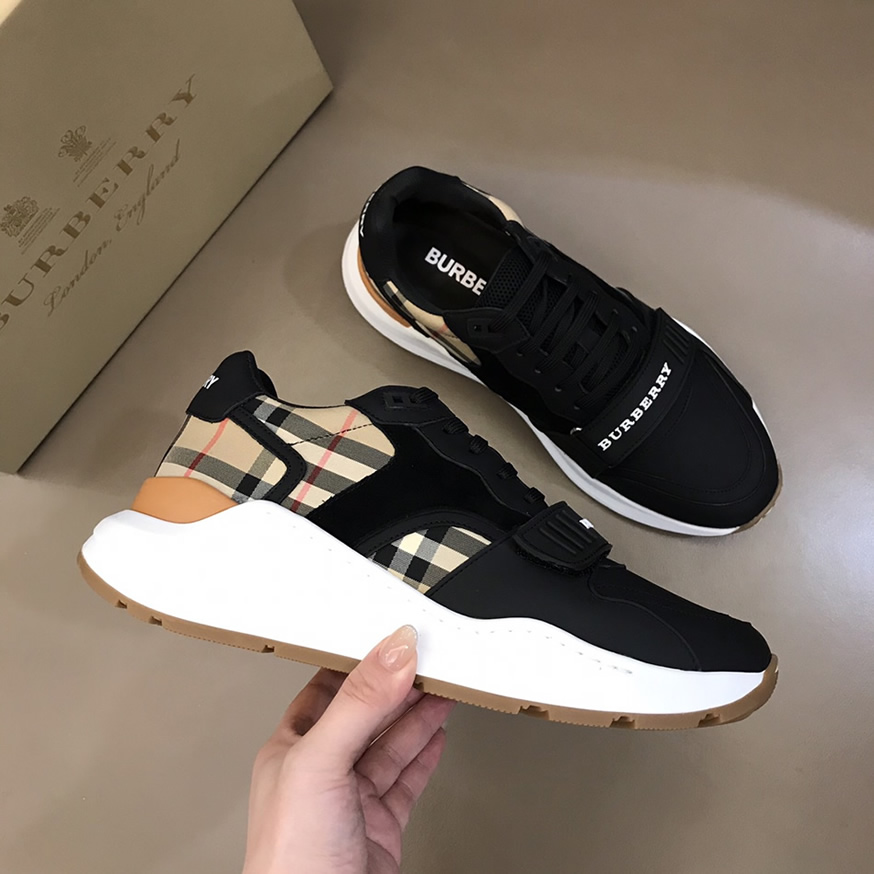 バーバリー ヴィンテージチェック&ヌバック スニーカー ノワール shoes260 - 画像 (4)