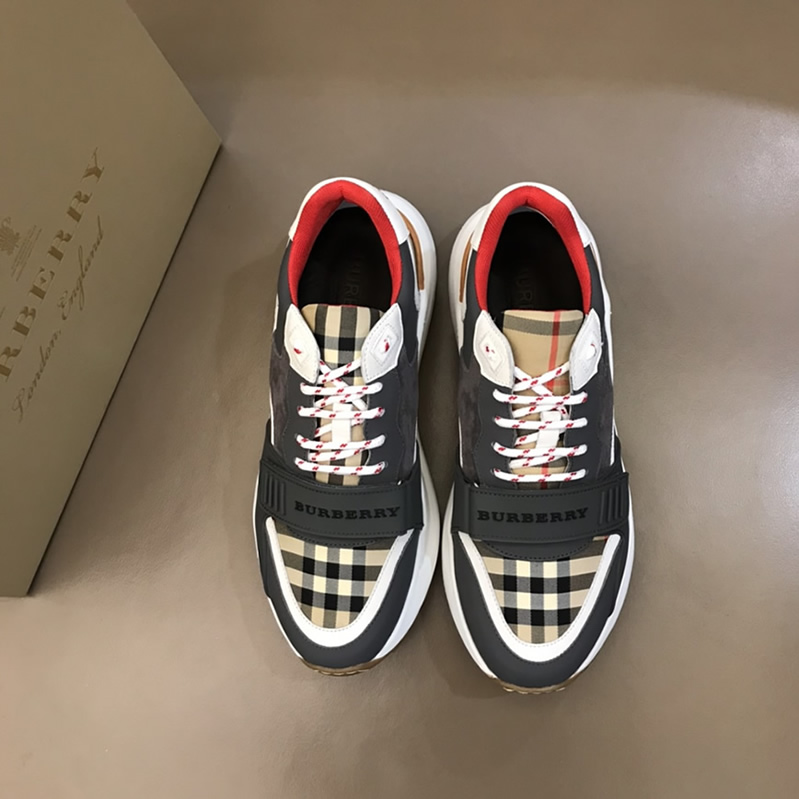 バーバリー テクニカル ファブリック&スエード スニーカー ブルー グリ shoes261 - 画像 (2)