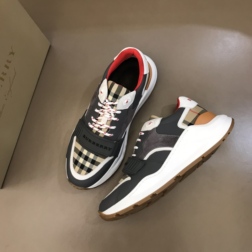 バーバリー テクニカル ファブリック&スエード スニーカー ブルー グリ shoes261 - 画像 (3)