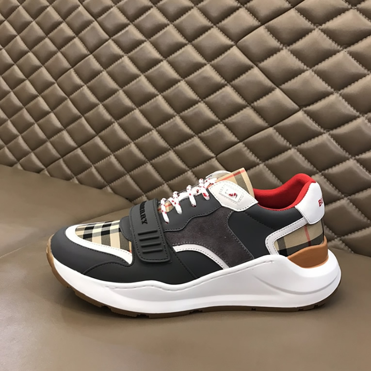バーバリー テクニカル ファブリック&スエード スニーカー ブルー グリ shoes261 - 画像 (5)