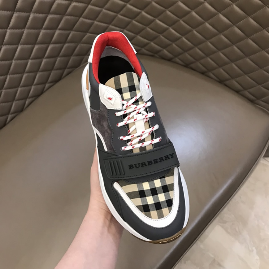 バーバリー テクニカル ファブリック&スエード スニーカー ブルー グリ shoes261 - 画像 (7)