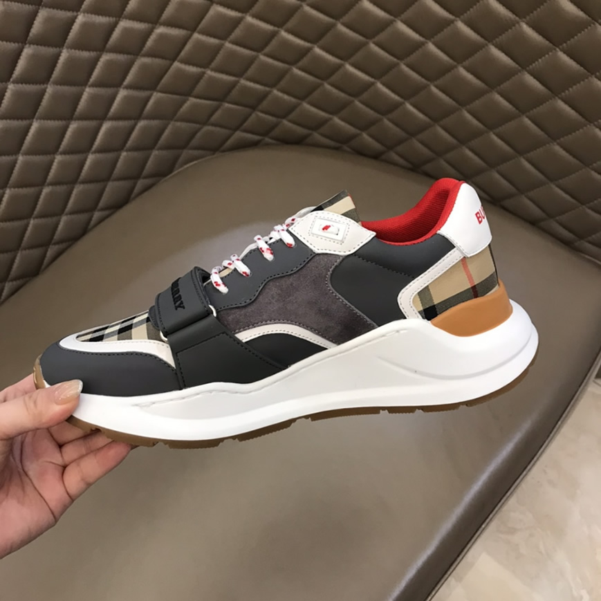 バーバリー テクニカル ファブリック&スエード スニーカー ブルー グリ shoes261 - 画像 (8)