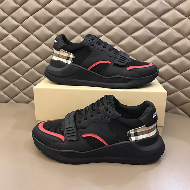 バーバリー テクニカル ファブリック スニーカー ノワール ルージュ shoes262